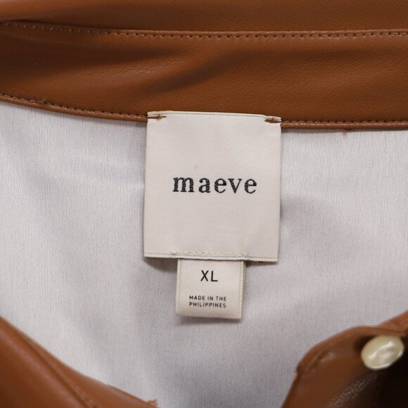 MAEVE ANTHROPOLOGIE Lantern-Sleeve Faux Leather Blouse Top Size XL - Picture 7 of 8